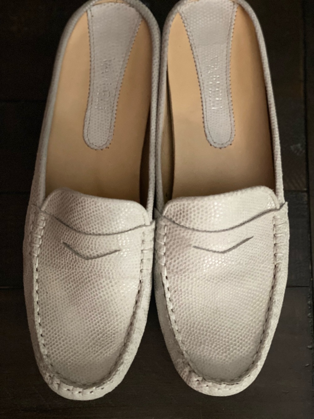 Vaneli Light Beige Textured Slip-On Loafers